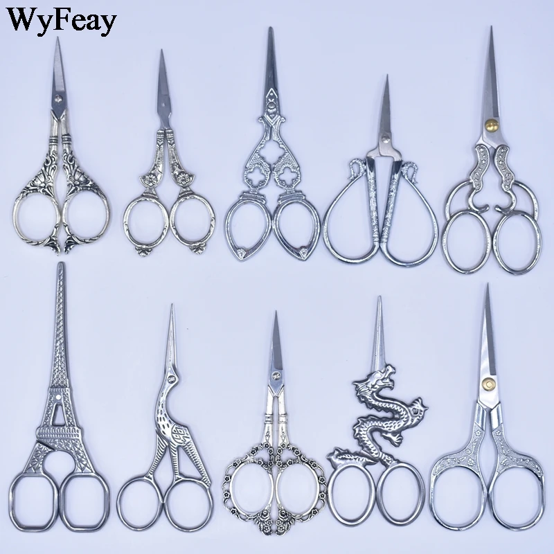 Silver Vintage Scissors Stainless Steel Cutting Scissors Retro Small