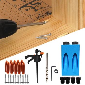 

31pcs Woodworking Pocket Hole Jig Kit Oblique Hole Locator Positioner with Step Drilling Bit Accessories DIY Woodwork Supplies
