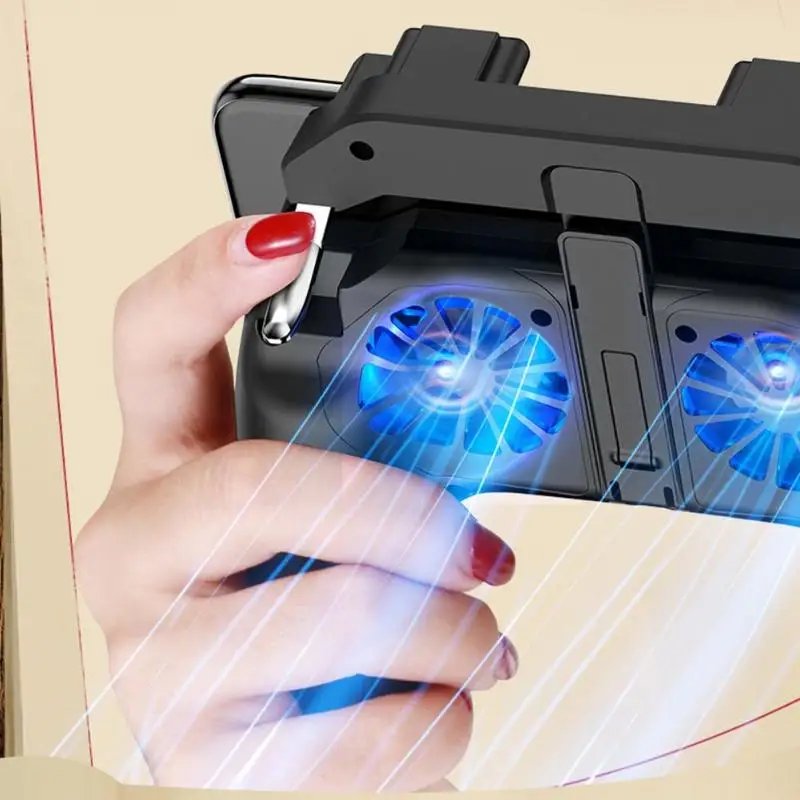 ALLOYSEED Telescopic Gaming Grip Game Controller Joystick Gamepad Dual Cooling Fan for PUBG Smart P