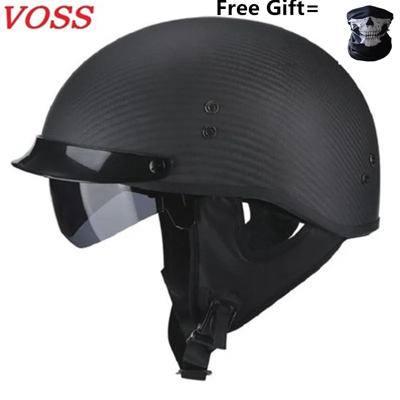

German Pure Carbon Fiber half face motorcycle helmet DOT approved light weight open face helmet with inner sungalsses