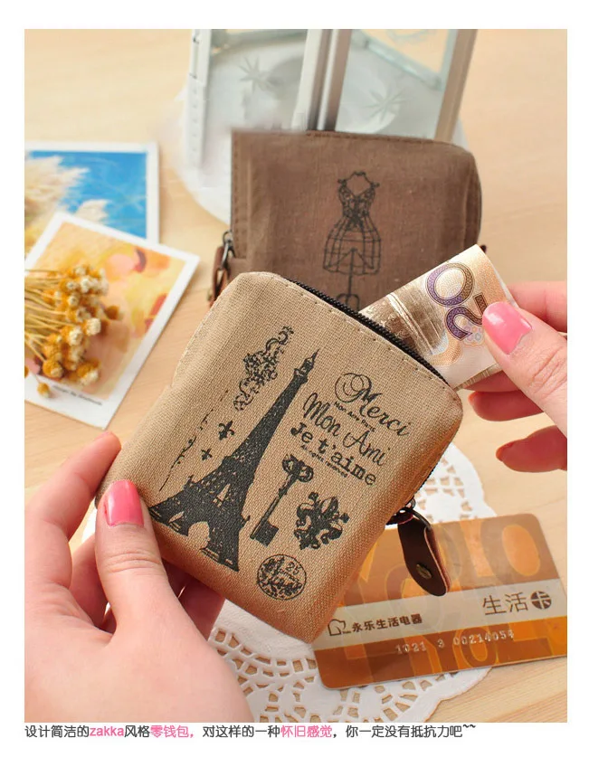 Customizable New Style Purse Korean-style Canvas Key Case Creative Cartoon Printed Mini Wallet Women's Manufacturers Direct Sell
