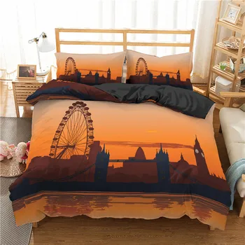 

ZEIMON 3D Printed London Building Bedding Set Ferris Wheel Quilt Cover 2/3pcs Home Textiles Bed Set Comforter Bedspreads
