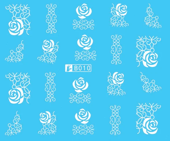 B010white Белая роза, лак для ногтей, переводные наклейки для ногтей - Цвет: B010white