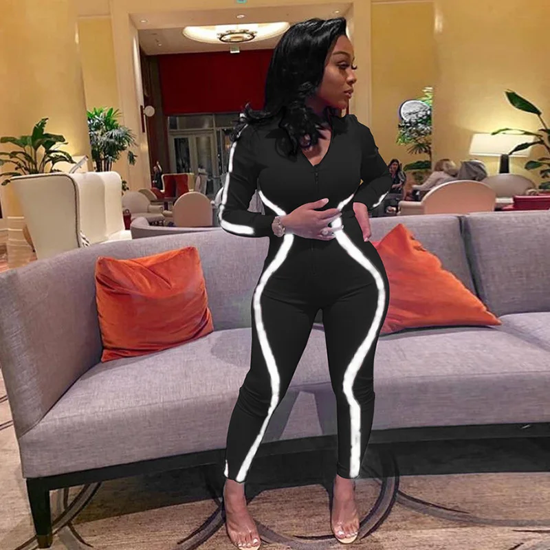 Женские комбинезоны для йоги комбинезон со светоотражающими полосками