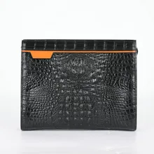 Alligator Skin Men Business Briefcase Genuine Leather Leisure Clip Bag High Quality Casual Envelope Bag Fashion Cozy Clutch Bag