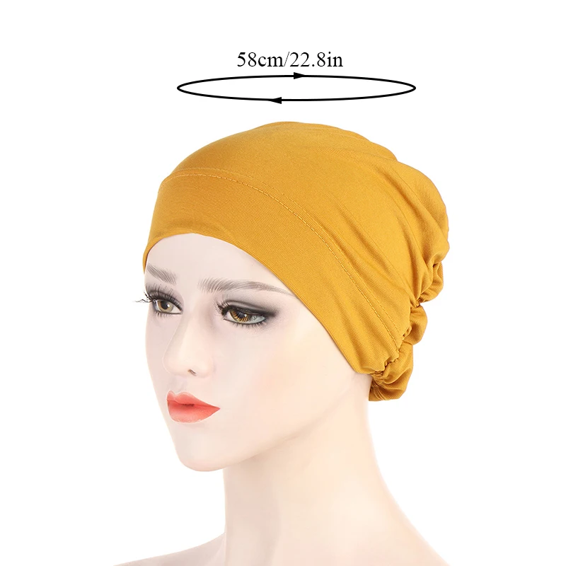 Muslim Women Hijab Cap Elastic Tie Back Jersey Underscarf Head Wrap Turban Bonnet Islamic Pullover Hat Turbante Cap Abaya
