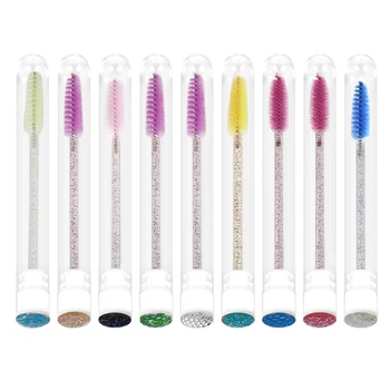 

New Eyelash Extender Disposable Eyebrow Brush Separate Tube Design Charming Diamond Bottom Mascara Stick Applicator Dropshipping