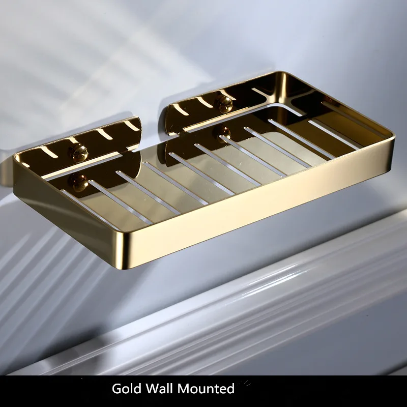 gold without hook Vidric черная полка для ванной комнаты без крючка угловая полка Косметическая полка из нержавеющей стали душевая стойка для ванной комнаты органайзер для хранения - Цвет: gold without hook