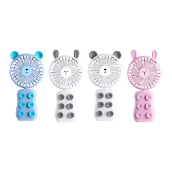 

3in1 Cartoon Shape Handheld USB Rechargeable Fan Cellphone Suction Cup Game Holder With LED Light Cooler Portable 2 Speed