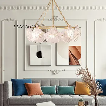 

Modern Luxury LED Shell Glass Chandelier Nordic LOFT Restaurant Living Room Pendant Lamp Bedroom Bedside Decor Light Fixtures