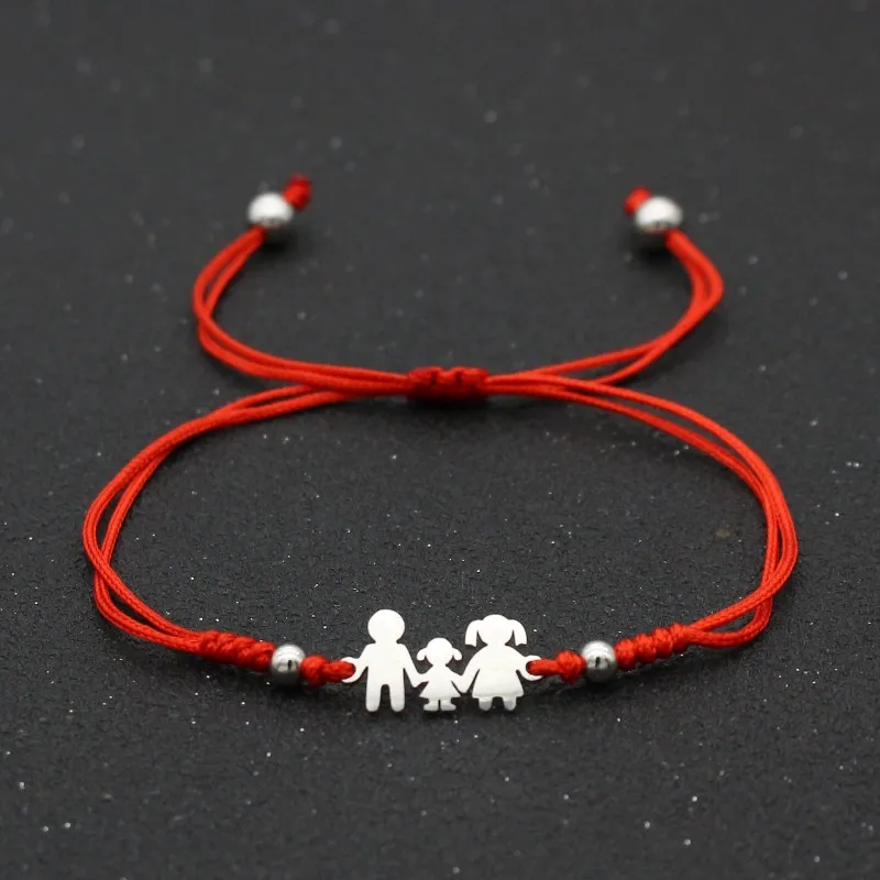 

Cute Bear Brand Charm Bracelets for Family Dad Mom Daughter Infinity Lucky Red String Adjustable Wish Bracelet Men Women Jewelry