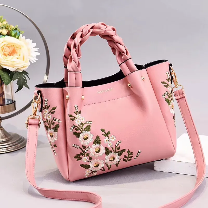 

CAPSELLA 8 Color Women Crossbody Bags Embroidery Flowers Satchel Fashion PU Leather Ladie Shoulder Bag Party Messenger Bags