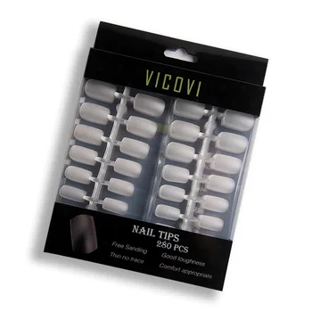 

280 Pcs Frosted False Nail Tips DIY Non-trace Phototherapy Nail Extended Patch Sequins Ultra-thin Nail Transparent TY