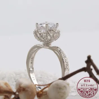 

Rose diamond ring bud wishing pool side luxurious women's platinum-plated twisted Baroque ring