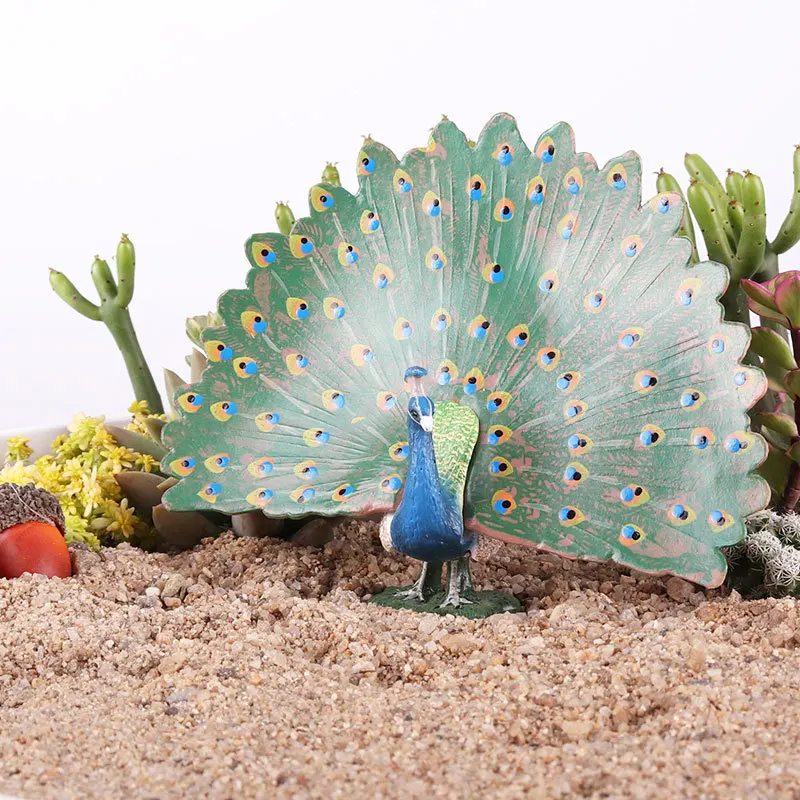 

Children's Solid simulation bird peacock model decorative ornaments Wild animal plastic static model toy