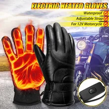 12 В PU перчатки с электрическим подогревом с сенсорным экраном мотоциклетные зимние аккумуляторные теплые перчатки для велоспорта и катания на лыжах Зимние перчатки