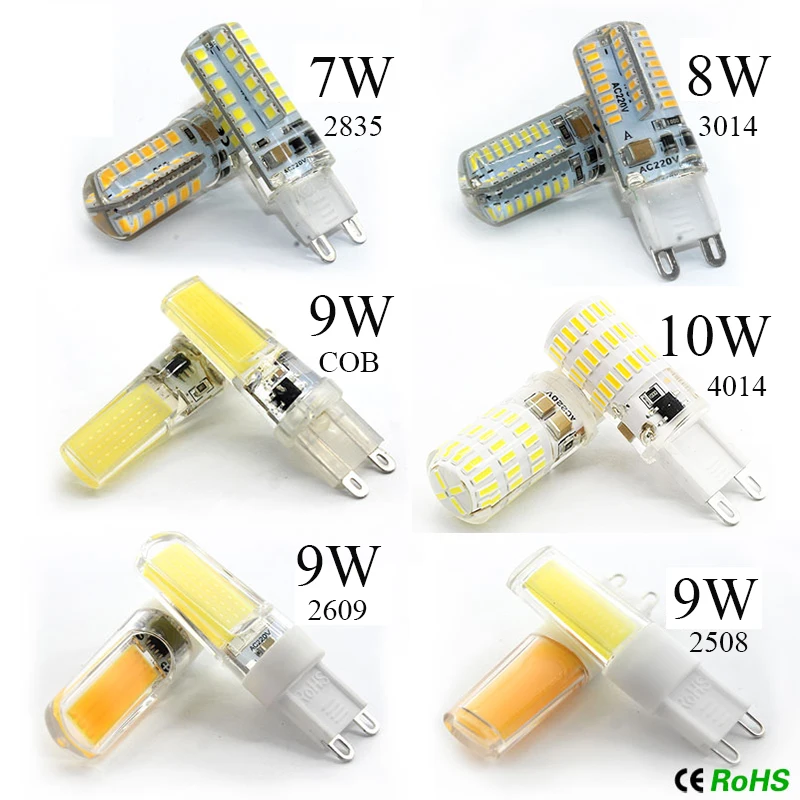 Мини G4 G9 светодиодный светильник SMD2835 3014 4014 DC12V AC 220V 3W 5W 7W 8W 9W 10W 12W с регулируемой