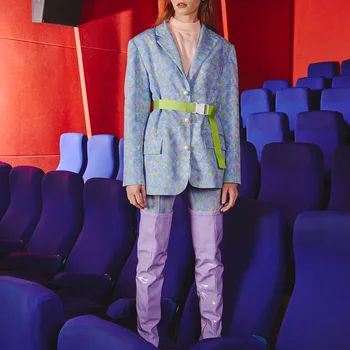 

New v neck long sleeve printing coats of tall waist elastic cultivate morality pants fitness pants suit