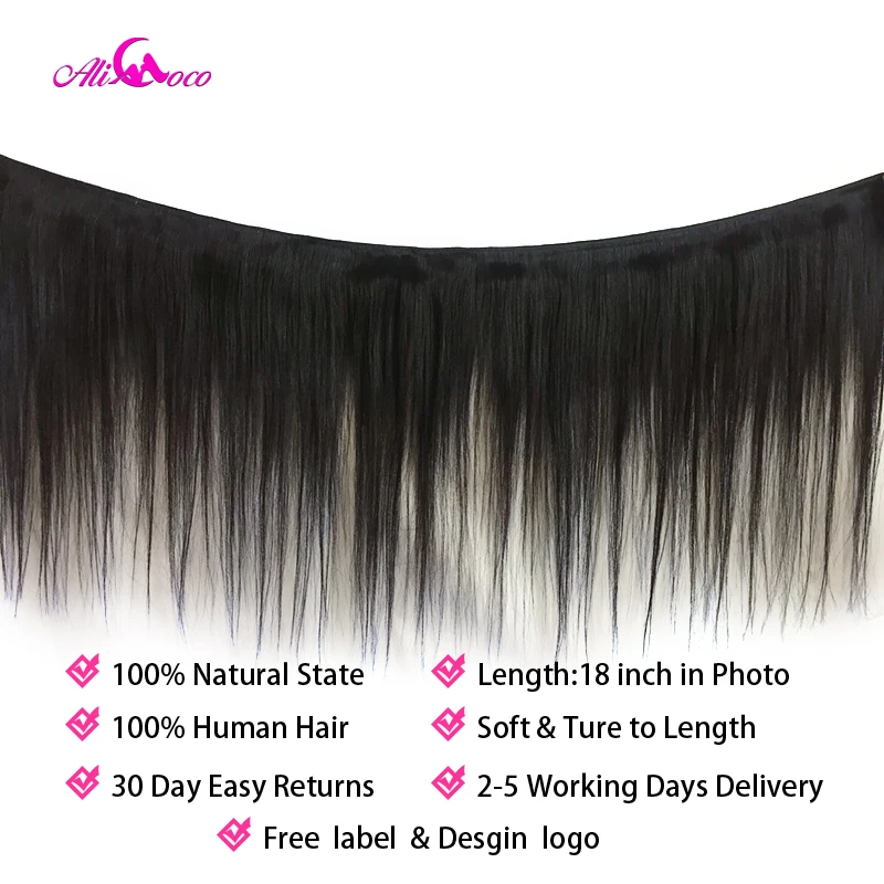  Ali Coco Brazilian Straight Hair 360 Lace Frontal Closure With Bundles Human Hair 3 Bundles With Cl