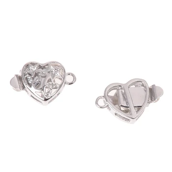 

10 Silver Tone Alloy Hollow Heart Necklace Clasps Hooks Connector