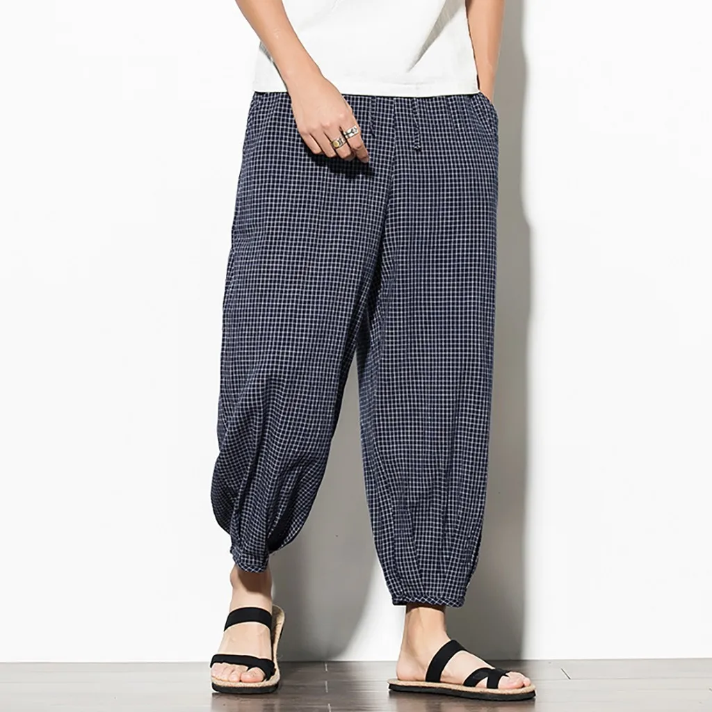 WOMAIL High Quality Men's Casual Pants Loose Straight Fashion Loose Men Ankle-Length Elastic Waist Solid Pencil Pants Men