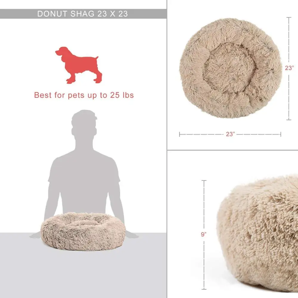 Detachable Machine Wash Donut Cuddler Round Donut Cat and Dog Cushion Bed Warming and Comfortable Sofa Kennel For Dog Cats Puppy