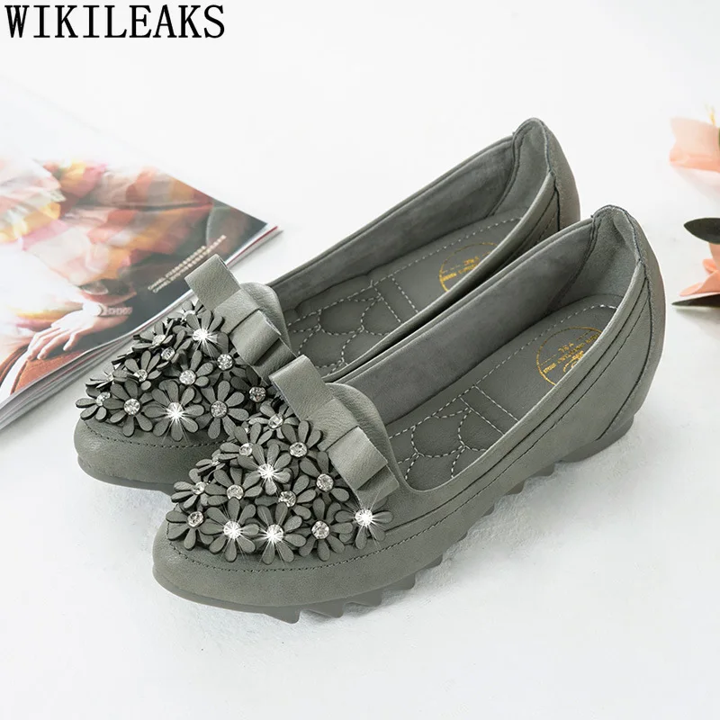 

Black Loafers Wedges Shoes for Women 2024 Crystal Slip on Boat Shoes for Women Leather Casual Flat Shoes Woman Zapatos De Mujer