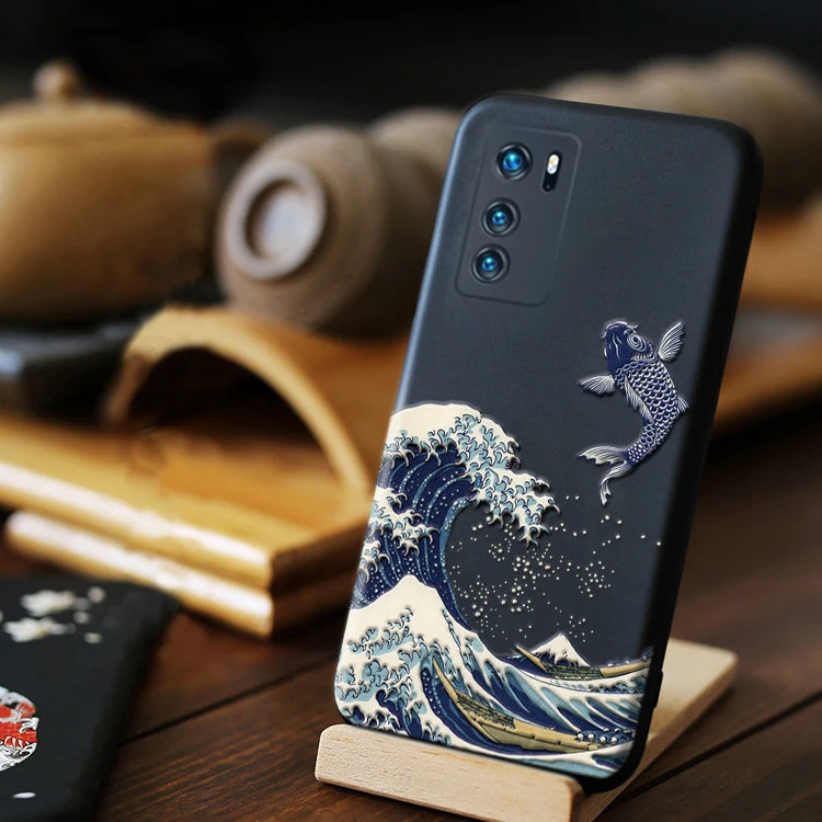 3D волна телефонный чехол для Huawei P30 P40 P20 Lite Fundas Pro Plus P40LITE P30LITE Чехол черный