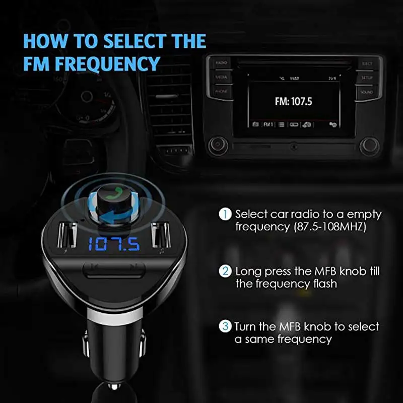 Bluetooth fm-передатчик для CarDual usb зарядки портов громкой связи U Dis TF карта MP3 музыкальный плеер