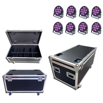 

Flight Case with 8pcs led par light 12x18W LED Par Lights RGBWA UV 6in1 dj lights Led Flat Par Lights