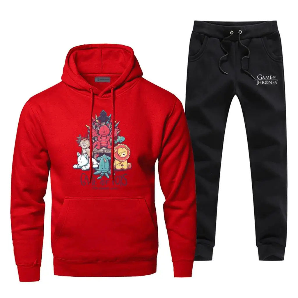 Игра игрушек, толстовка с капюшоном, штаны, набор, дом Старк, Мужская толстовка, мужские толстовки, свитшоты, мужские комплекты из двух предметов, штаны, пуловер, толстовка, пальто