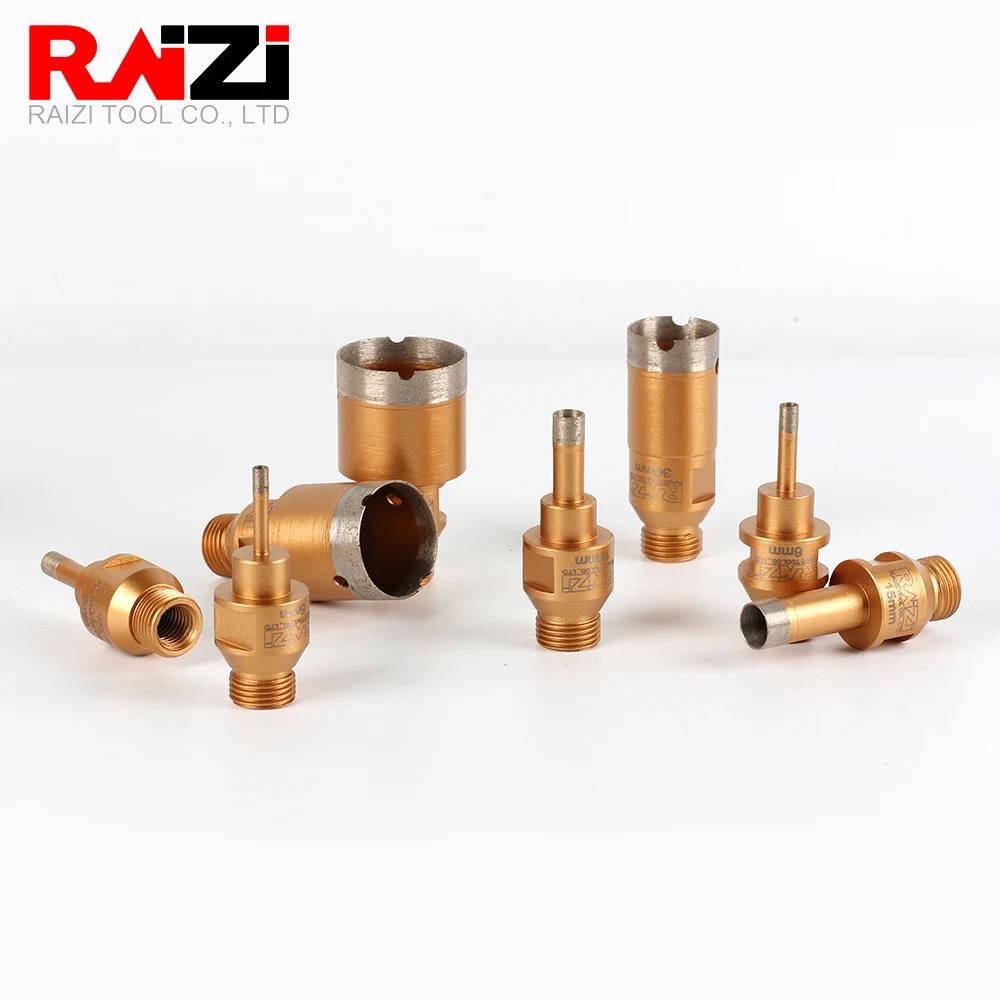 Raizi 1Pc Nasse Dünne Wand CNC Diamant Core Bits Für Porzellan Fliesen Dekton Lapitec Neolith Doppel Schraube 1/2 ”gas M14 Nass Bohrer – Detail 4