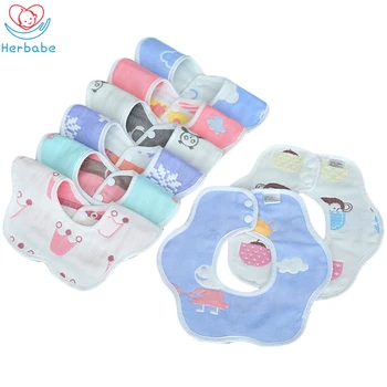 

Herbabe Baby Muslin Bibs for Girls Boys Super Soft Cotton Bandana Bibs Animal Print Baby Feeding Smock Burp Cloths Baby Things