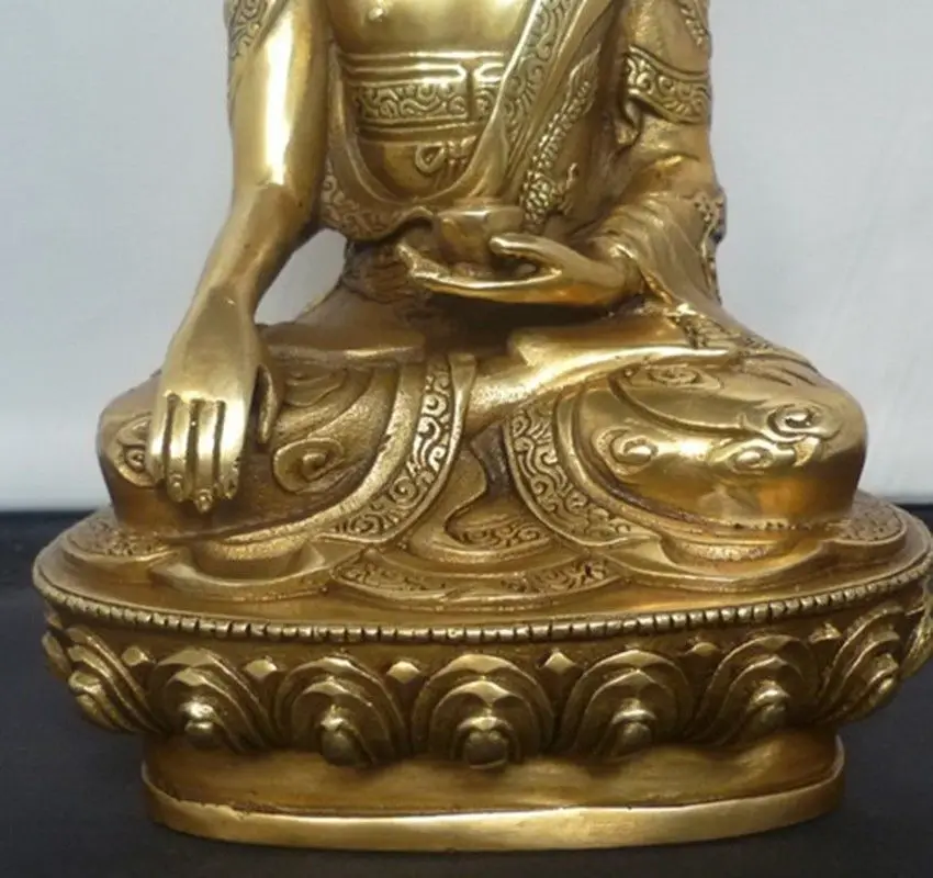 Тибет Тибетский Buddhis Шакьямуни бронзовая статуя Будды