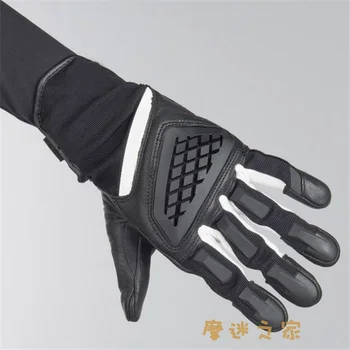

New Neutrons Men's Motorcycle Motorbike Leather Gloves Black / White Motocross Off-Road Dirts Bike Gloves