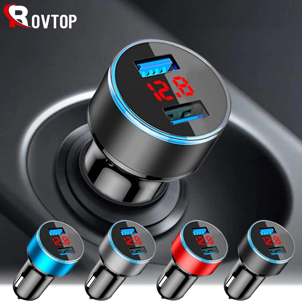Rovtop 3.1A 5V зарядное устройство для автомобиля с двумя портами USB со светодиодным