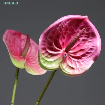 

5pcs/lot Pink Anthurium Plastic Display Wedding Calla Latex Flower Home Decoration Christmas Table Flower Interior Trim INDIGO
