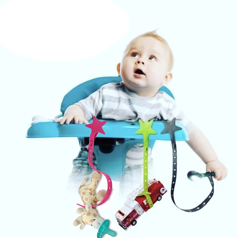 Correa de cadena de chupete no tóxica para bebé, gancho de silicona para cochecito de bebé, soporte de juguete para bebé, accesorios para bebé, 1 ud.