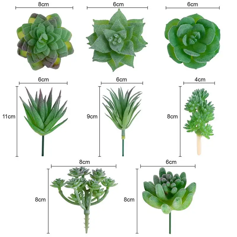 Искусственные суккуленты зеленый Флокирование растений бонсай для рабочего стола поддельные растения День Святого Валентина Рождество Свадебные украшения Планты