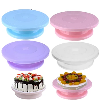

Plastic Cake Turntable Rotating Anti-skid Round Cake Decorating Stand Cake Rotating Table Plate Kitchen DIY Pan Baking Tool 1pcs