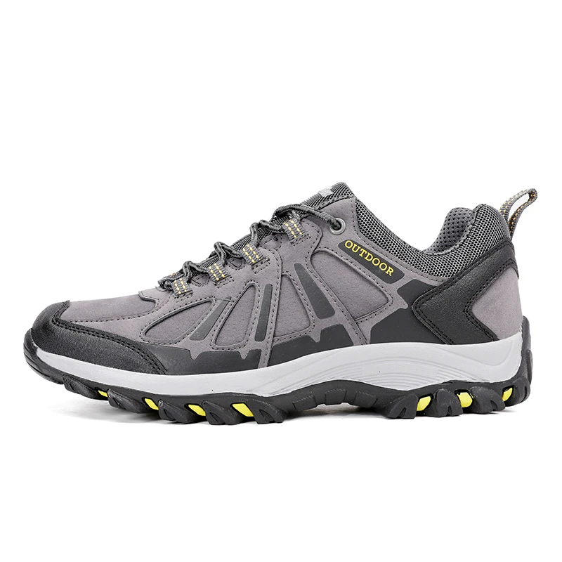 Outdoor Climbing Hiking Shoes For Men Durable Breathable Walking Shoes Women Light Trekking Sneakers Lovers Casual Sports Shoes - Цвет: Gray yellow