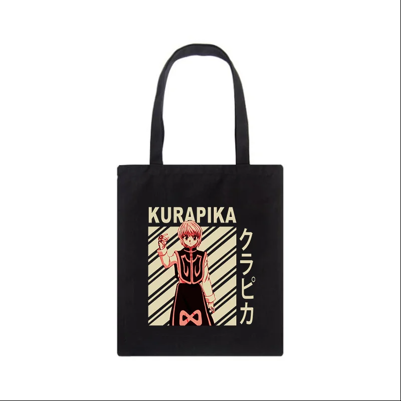  Japanese Hunter X Hunter Kurapika Anime Canvas Bag Shopper Bag Cartoon Letter Print Large Capacity Punk Vintage Shoulder Bags key wristlet