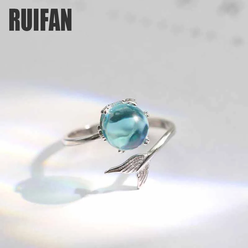 Ruifan хит продаж голубые Кристальные кольца пузырьки русалки для женщин