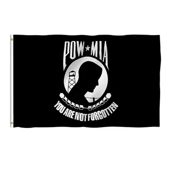 

90 x 150cm Mia Flags High Quality Polyester Military Memorial Pow Mia Flags USA Pow Memorial Banners Home Decor Black Flag