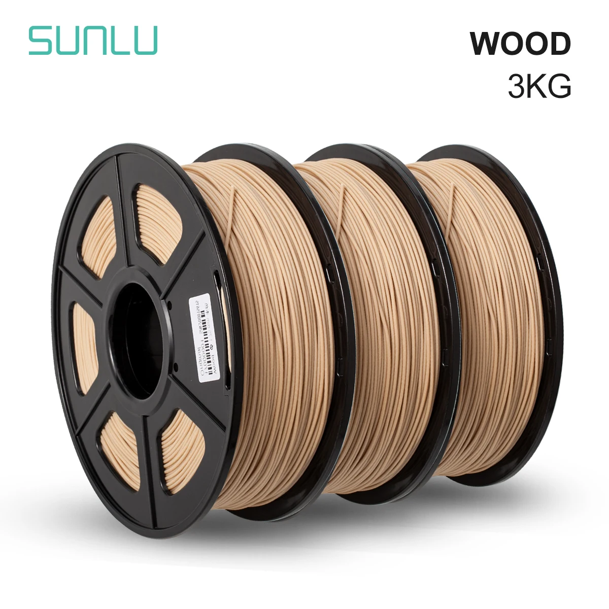 SUNLU Filament de bois PLA pour imprimante 3D, 1KG, 1.75MM, 3 rouleaux, effet bois proche
