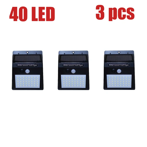 40LED X 3 Низкая мощность, высокая яркость, светодиодный светильник на солнечной батарее, уличный солнечный светильник, 3 режима преобразования, долговечный настенный светильник, водонепроницаемый - Испускаемый цвет: 40LED X 3
