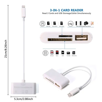 

1pc 3 in 1 Card Reader for Tablet iPad 4 Mini IOS 11 Micro SD SD MMC TF Card Reader USB OTG Cable Adapter Camera Connection