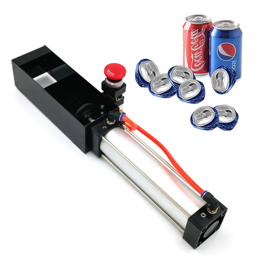 SCIEO Pneumatic Can Crusher Eco-Friendly Funning Recycling Tool for Crushing Soda Beer Cans and Pop Jars Black Automatic Cylinder Aluminum Can Crusher with Push Button 