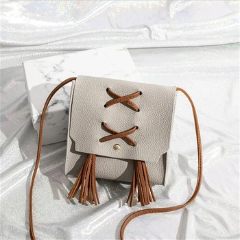 

New Ladies Shoulder Bag Trend Tassel Rope Wild Small Square Bag Small Fresh Solid Color Exquisite Practical Female Bag