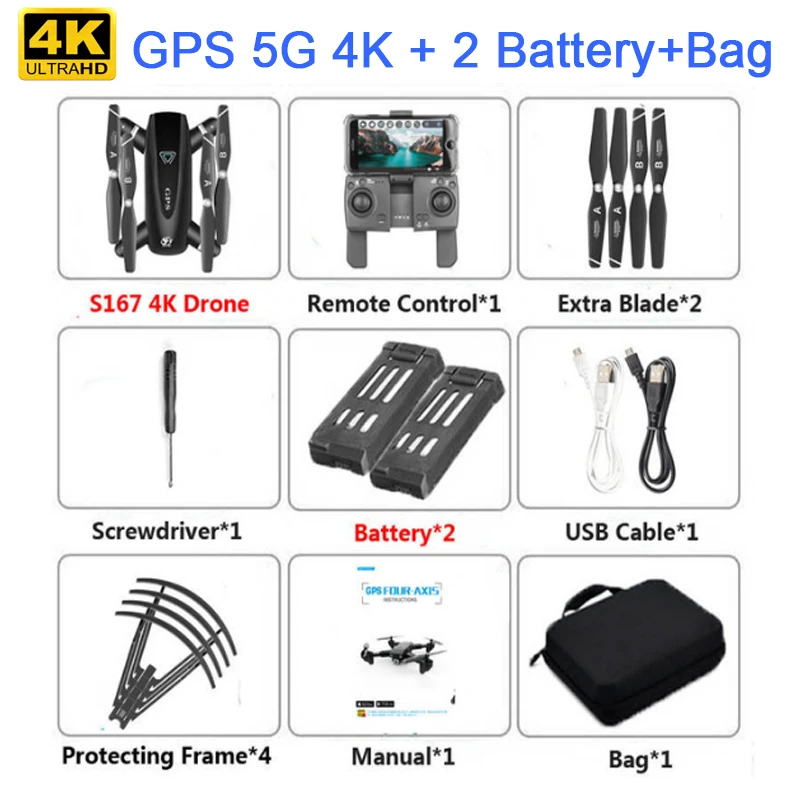 S167 5G gps складной Профессиональный Дрон с камерой 4K HD селфи WiFi FPV широкоугольный RC Квадрокоптер Вертолет игрушка E520S SG900-S - Цвет: 5G 4K bag ba 2